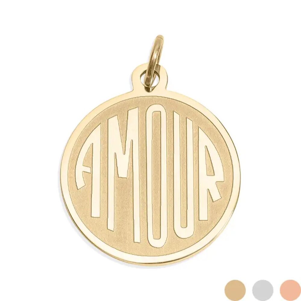 18K  Pvd Stainless Steel Round Amour Charm